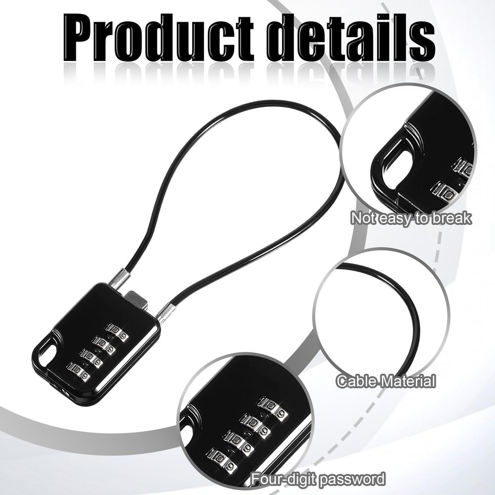 2 PCS Compact Design Resettable 4-Digit Combination Padlock with Small, Black