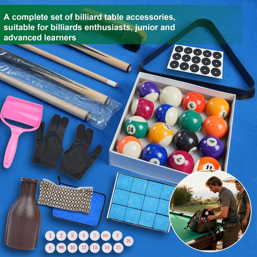 Pool Table - Pool Balls Billiard Set - Pool Table Accessories Set -Including ...