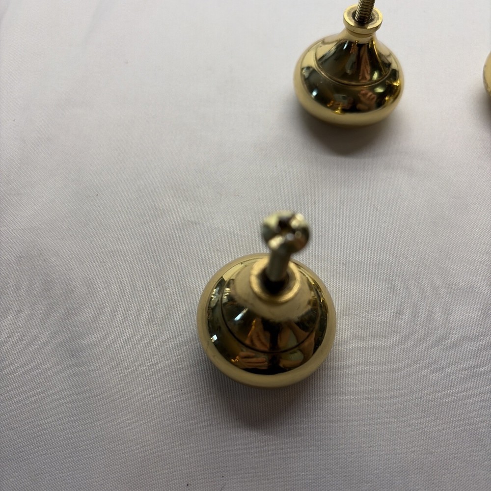 4 Brass Round Drawer Pulls 1.25” VTG (11)