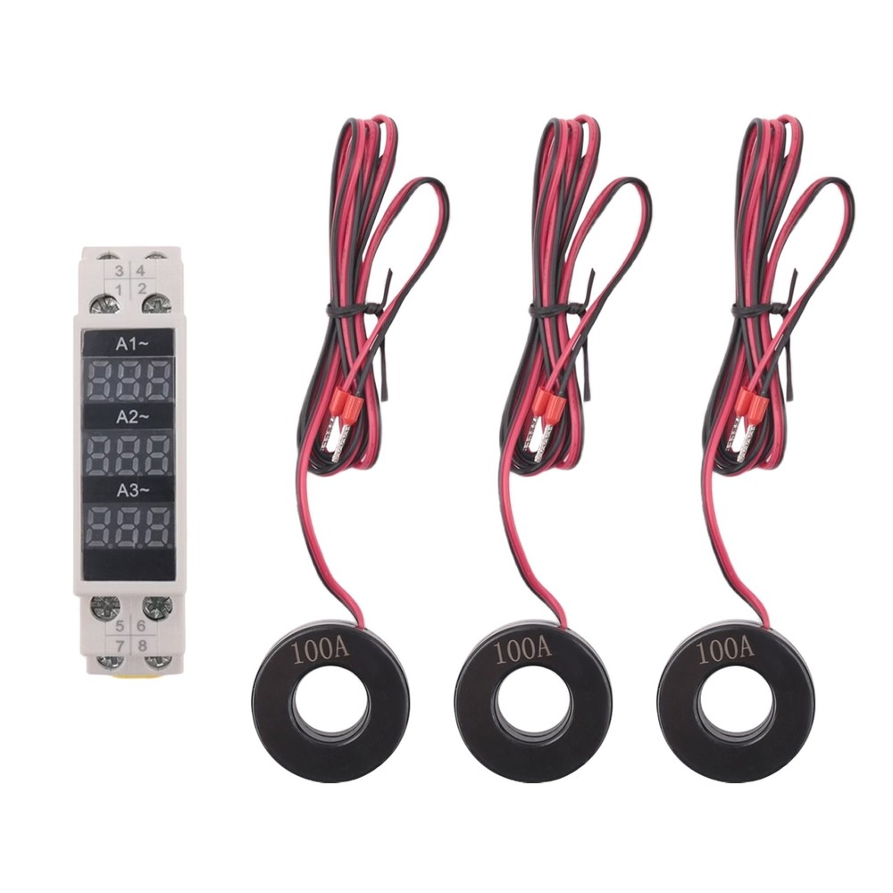 3 Phase Amp Meter for DIN Rail Mounting, Modular Current Meter