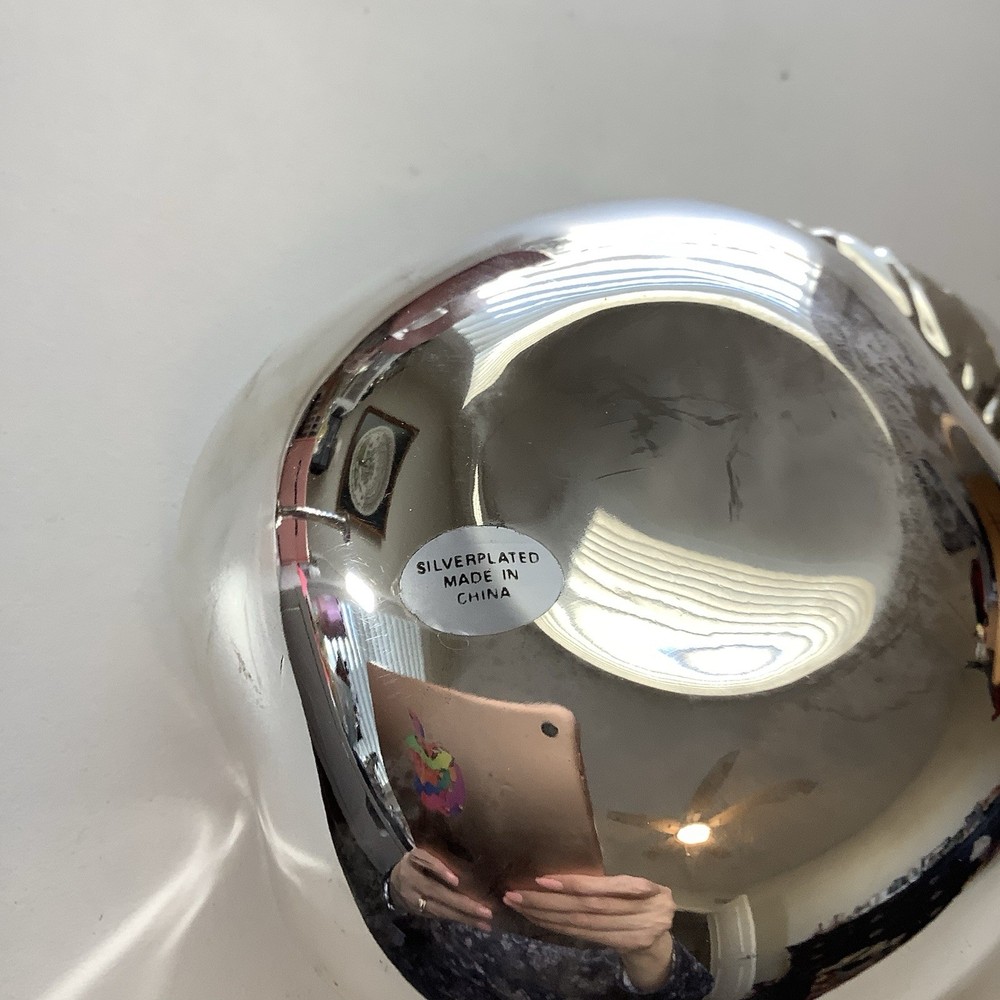 Silver Plate Apple Trinket Dish Candy Nut Bowl Apple Shaped Silver plated Dish