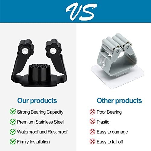 PCS Broom and Mop Holder, Heavy Duty Garden Tool Organizer Rack 3 Matte Black