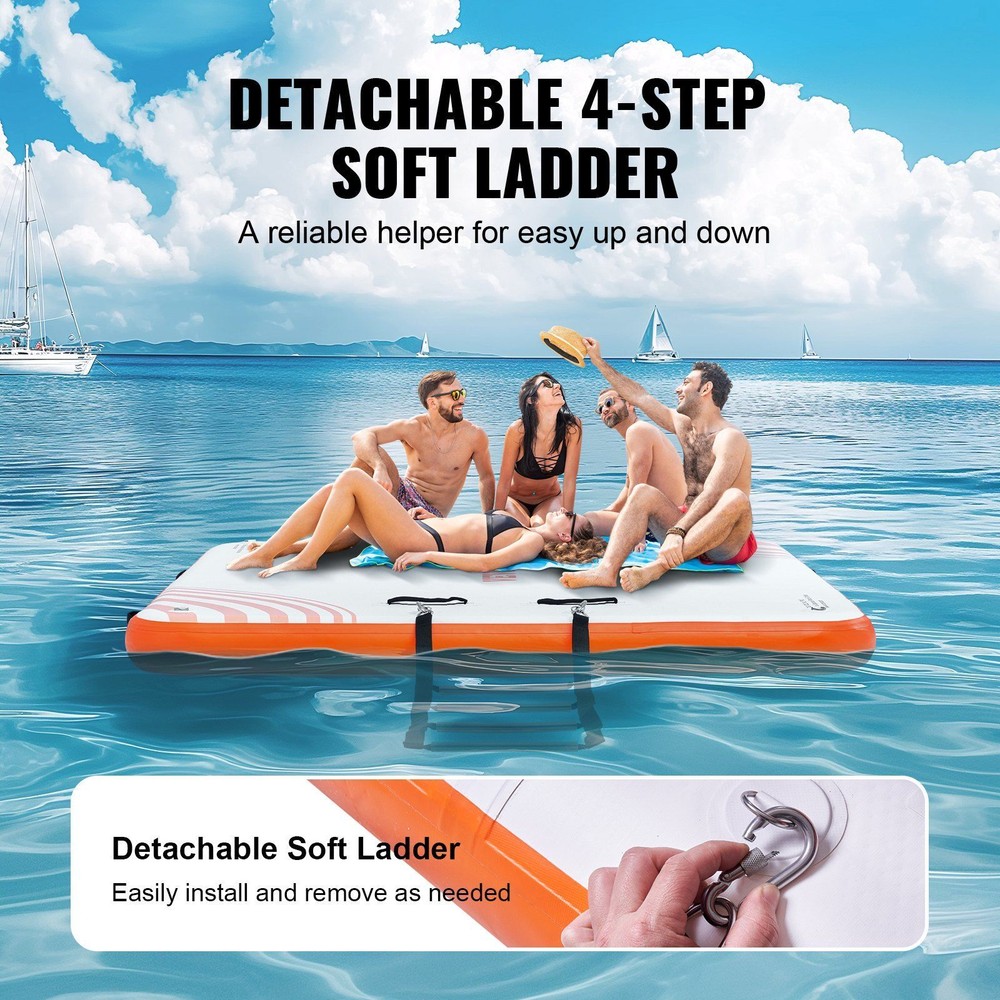 Inflatable Floating Dock, 6x 5FT Inflatable Dock Platform with Detachable Ladder
