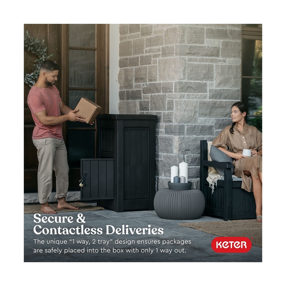 Keter Delivery Box for Porch with Lockable Secure Storage Compartment to Keep...