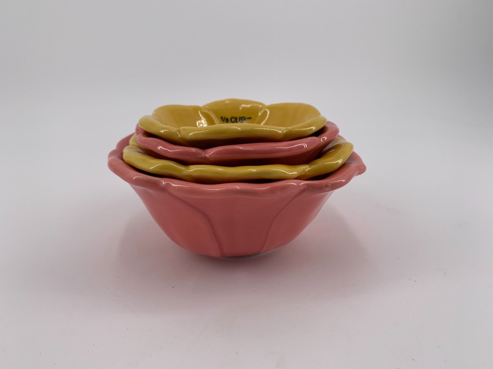 Cracker Barrel Ceramic Flowers Nested Measuring Cups-Pre-Owned NIB