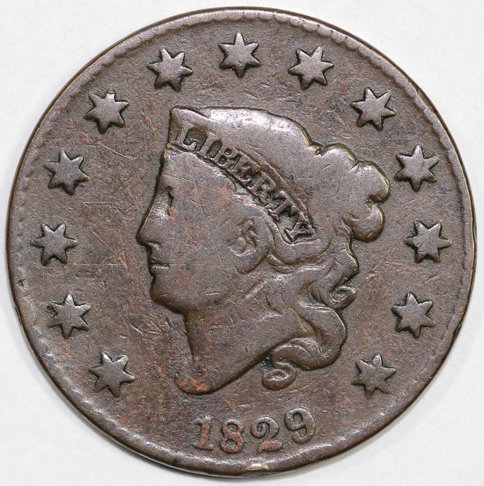 1829 1c N-7 Coronet or Matron Head Large Cent