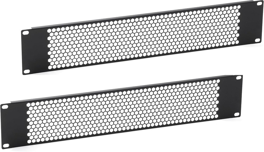 2PCS 2U Blank Rack Mount Panel Spacer with Venting for 19'' Server 2U, Black