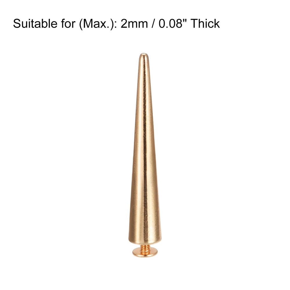 10x55mm Screw Back Rivets, 15 Sets Solid Leather Studs for DIY Gold Tone