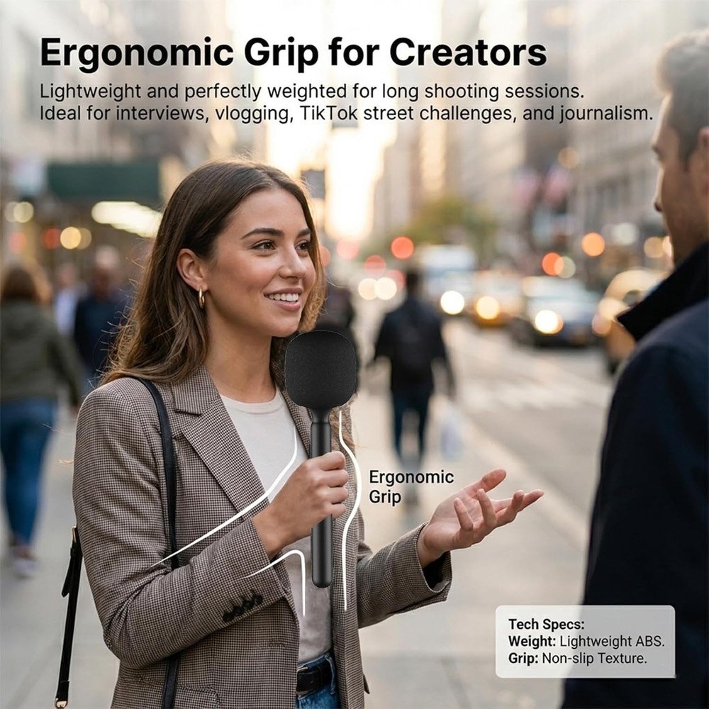 Wireless Microphone Handheld Adapter Stick - Interview Handle Mount for DJI Mic