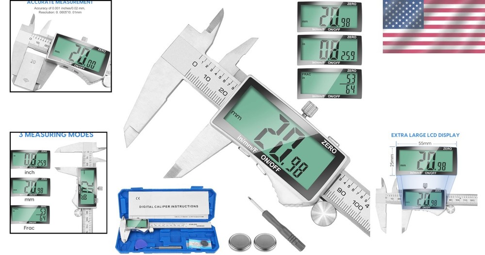Multi-Mode Digital Caliper 6 Inch - Durable with Extra Screen & User-Friendly