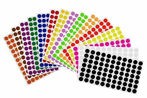 Round Dot Removable Stickers 15mm Assorted Color Coding Circle ~ 5/8 Inch Labels