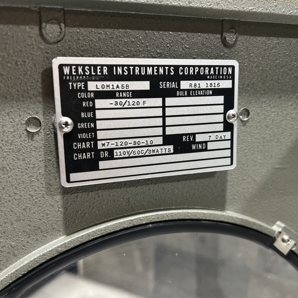 Weksler Instruments Chart Recorder Type LOM1A5B Used Surplus. Item ID 2