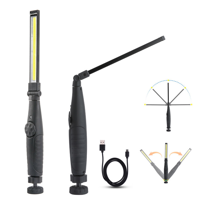 Magnetic Rechargeable COB LED RED Work Light Lamp Flashlight Folding Torch
