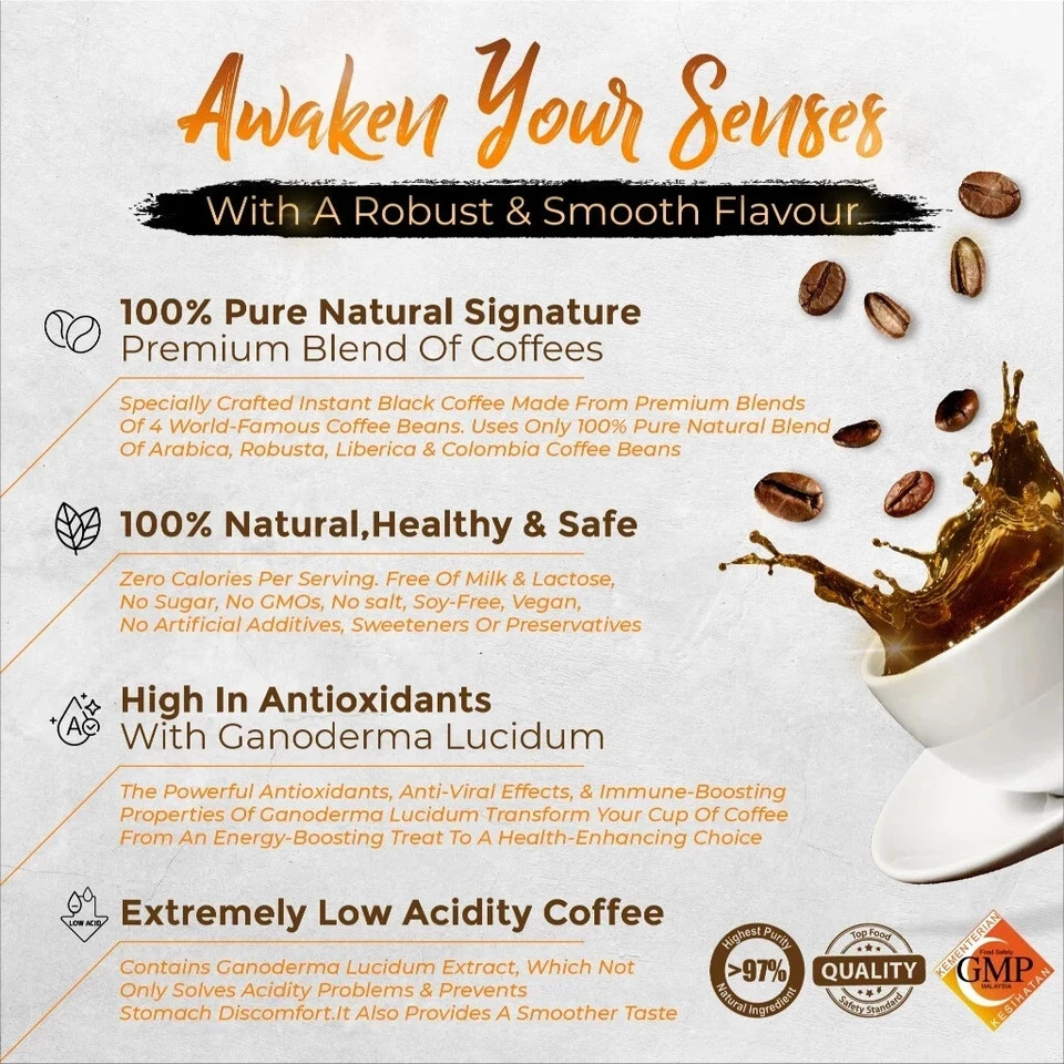 Nugano Black Coffee Premium 100% Organic Ganoderma ( X 2 )