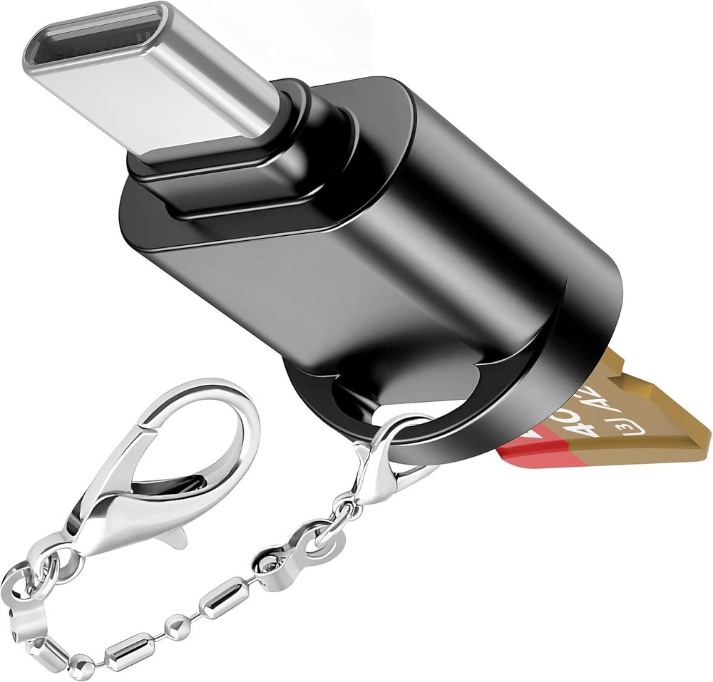 USB C Micro SD Card Reader: Compact, Durable, Plug & Play with Keychain - Black