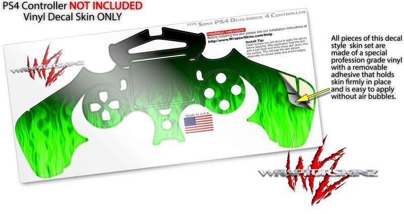 Skin for Playstation 4 Sony PS4 Controller Fire Green