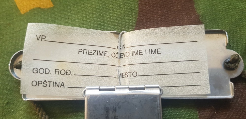 YUGOSLAVIA ARMY AUTHENTIC DOG TAGS YUGOSLAV PEOPLES ARMY JNA