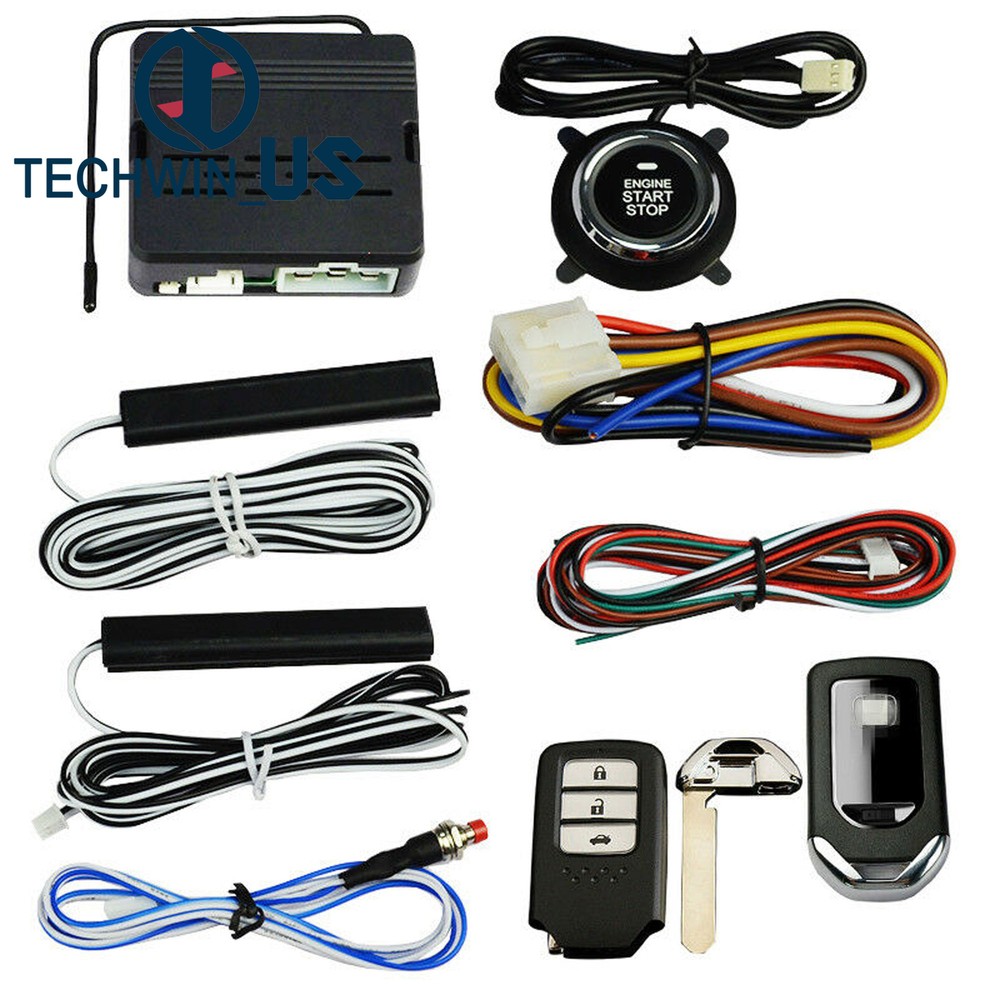 GPS Car Alarm Security System Push Button Start Passive Keyless Remote Kit