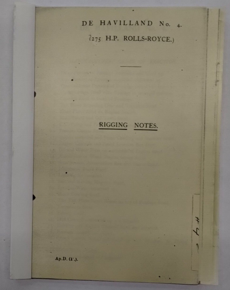 DeHavilland No. 4 (275 H.P. Rolls-Royce) Rigging Notes-Copy
