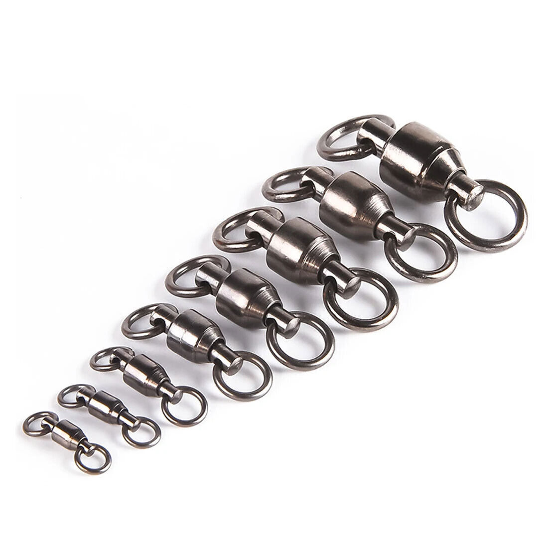 Black Fishing Ball Bearing Swivel Solid Rings Stainless 0/1/2/3/4/5/6/7/8/9/10#