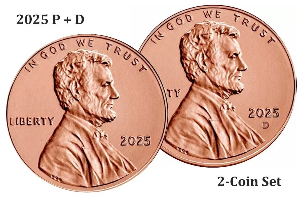 2025 P & D LINCOLN SHIELD CENT UNCIRCULATED 2 COINS IN FLIP READY TO SHIP