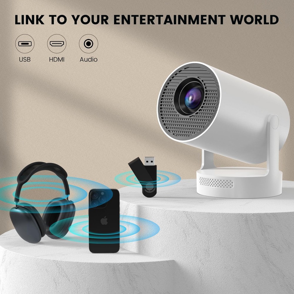 [Electric Focus]Mini Portable Projector with 4K Support, Bluetooth HY300-PLUS