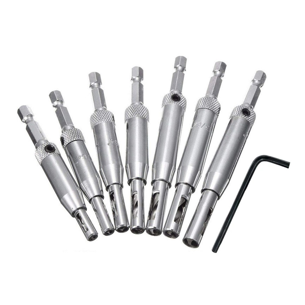 7pcs New Self Centering Hinge Hardware Drill Bit Set For Precise Positioning