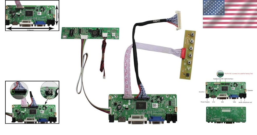 Touchscreen LCD Controller Board for 1920x1080 VGA DVI Compatible Screens