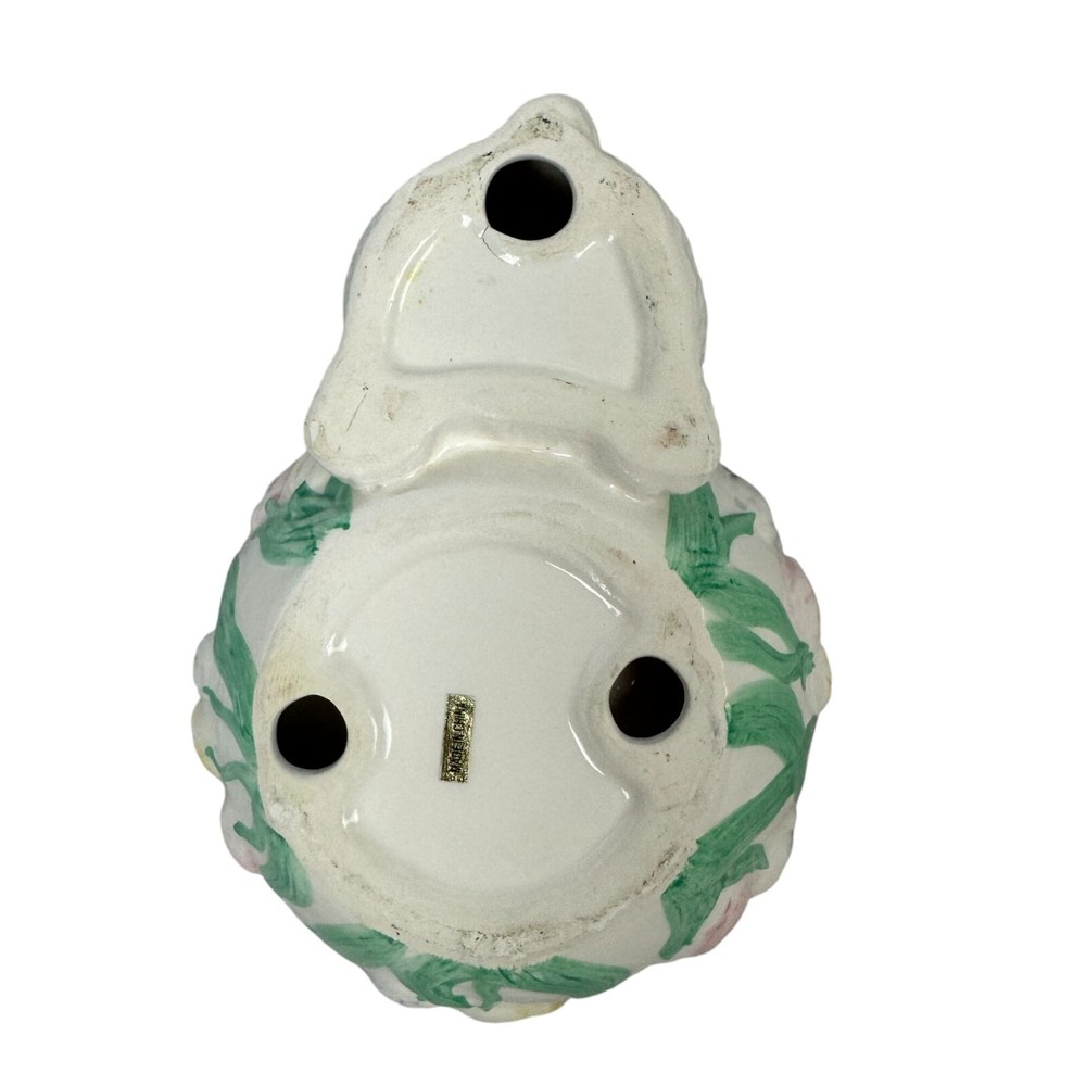 Hand-Painted Ceramic Bunny Candy Dish With Floral Design