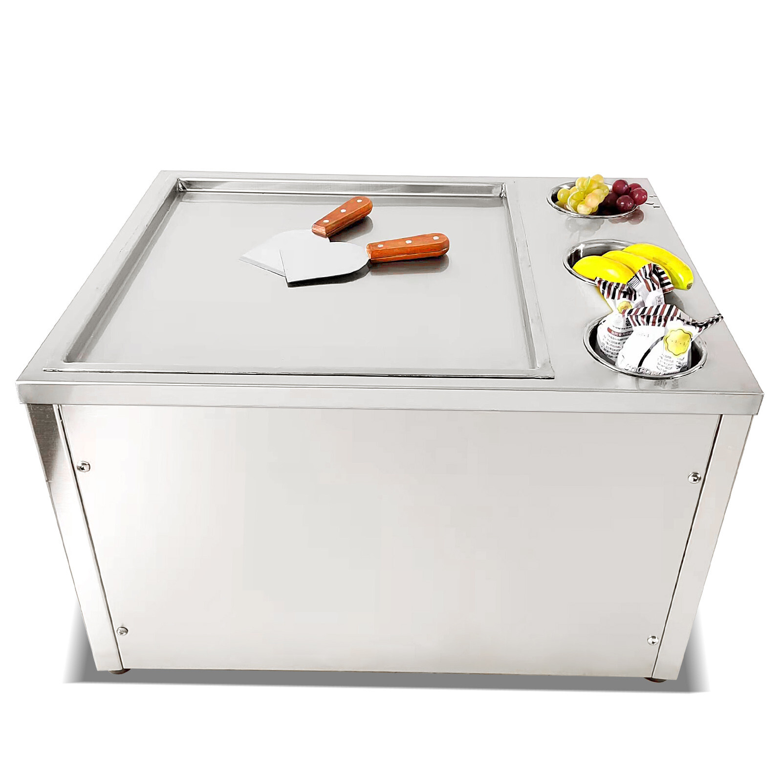 Kolice Commercial 45x45cm Fry Ice Cream machine single square pan-3 tank