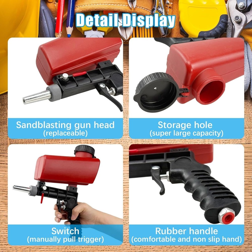 Durable ABS Pneumatic Sand Blaster for Versatile Cleaning Applications - Red
