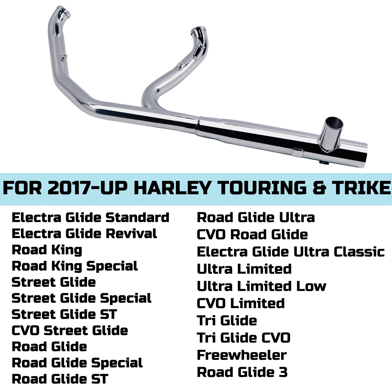 2-1-2 Exhaust Headers for 2017-later Stock Header Pipe Harley Touring & Trike