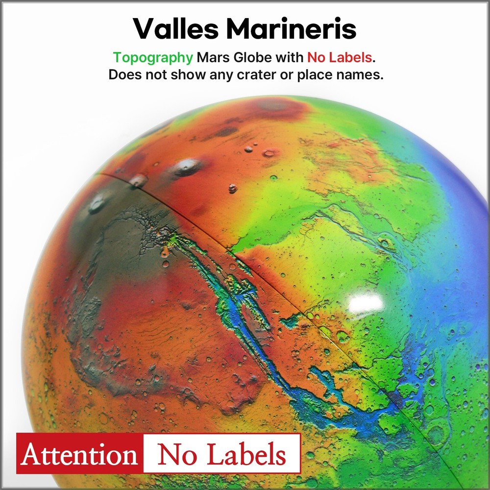Mapsoft Guide Topography Blank Mars Globe No Labels, 24cm/9.5″, RT2-24