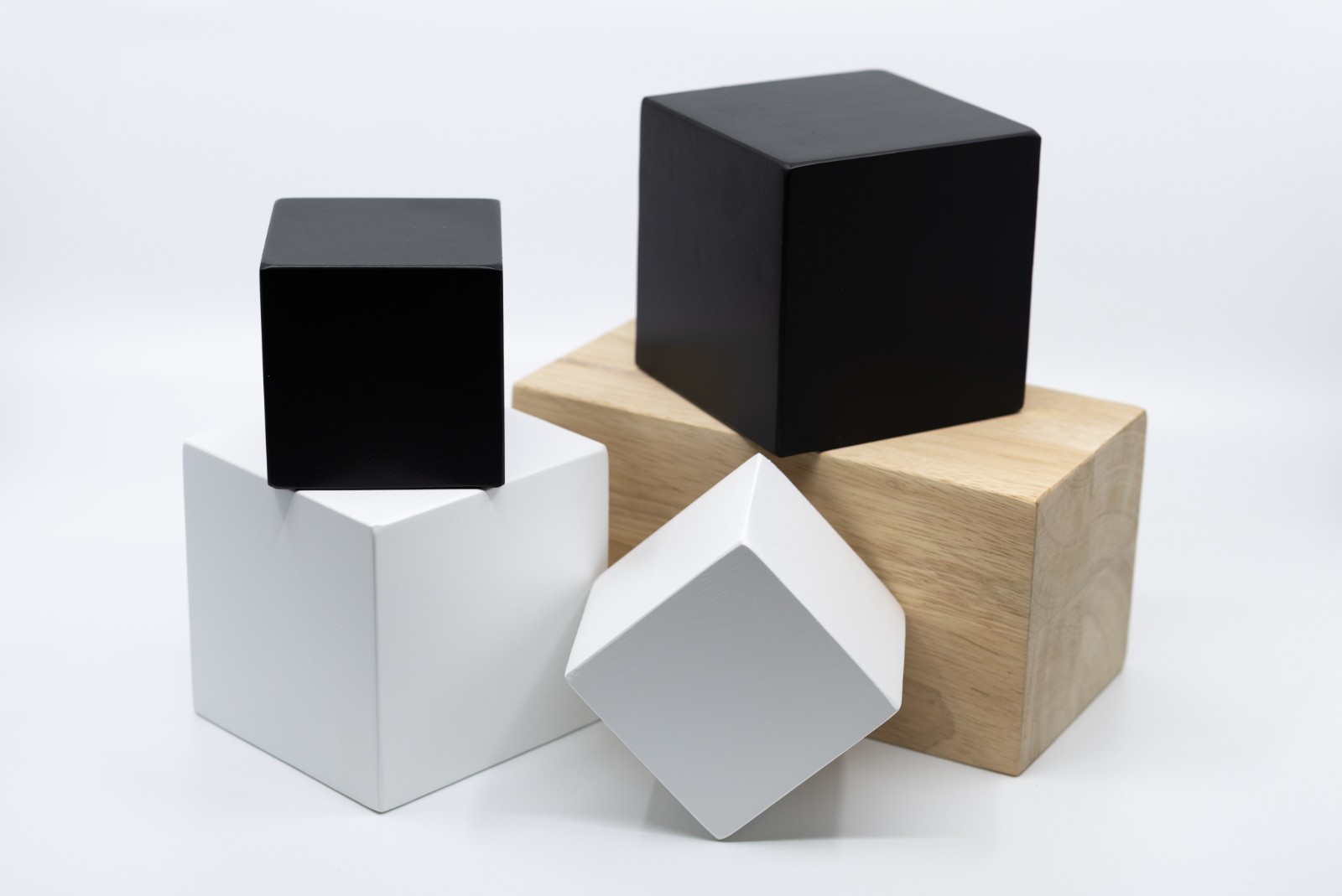 Black 4 Inch Solid Wood Block Cube 4x4x4 inches