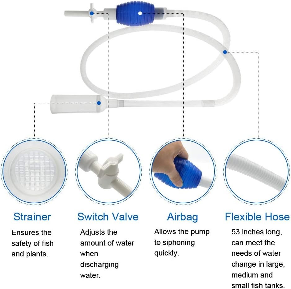 5-in-1 Aquarium Cleaning Tools: Efficient Siphon Vacuum & Algae Scraper