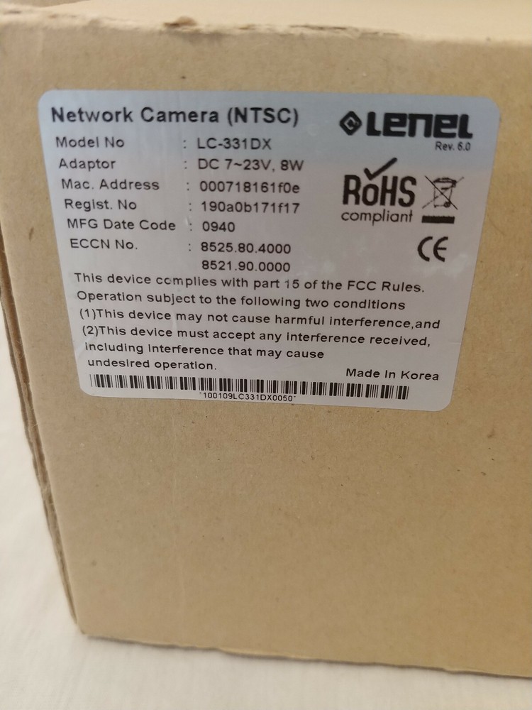 Lenel LC-331DX Network Camera NTSC - Missing a component see pics