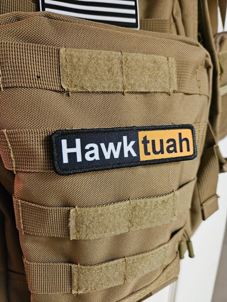 Hawk tuah spicy meme 1x4" removable hook & loop morale patch  tactical