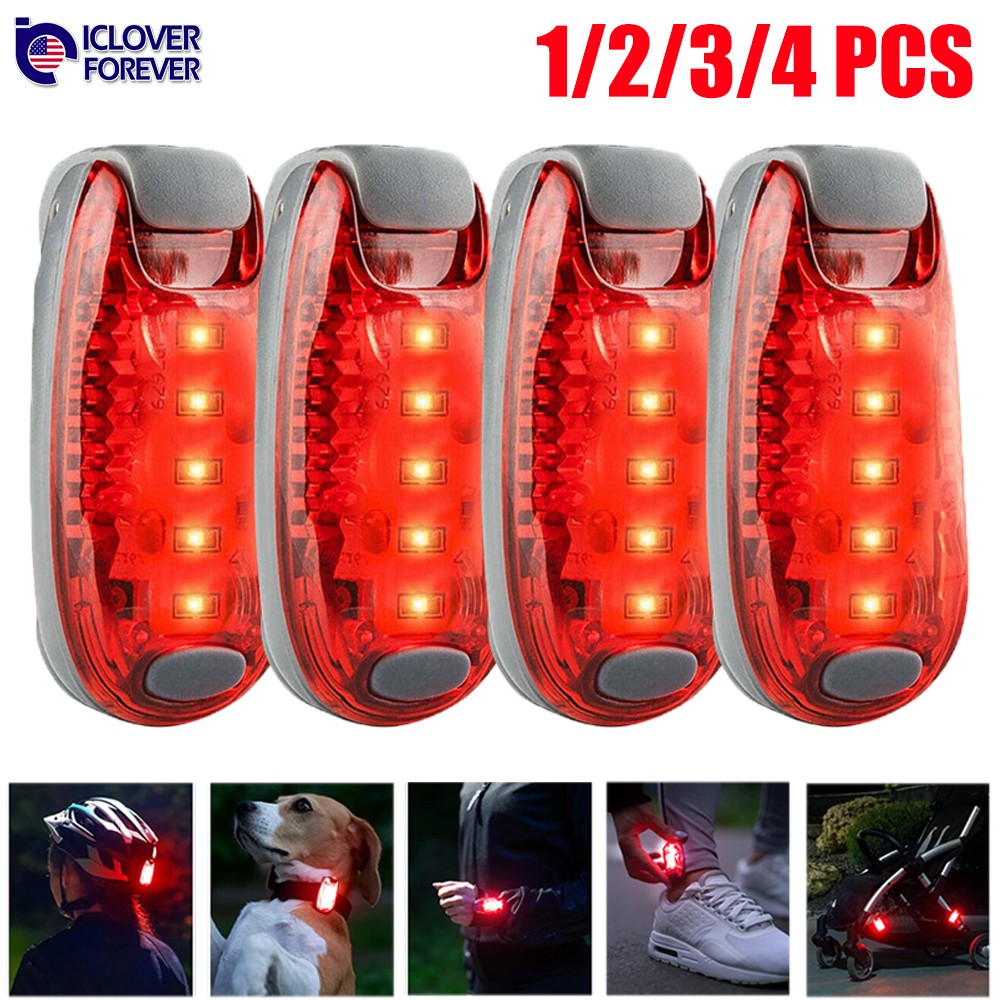 1-4PCS LED Night Safety Light Clip On Strobe Warning for Running Cycling Walking