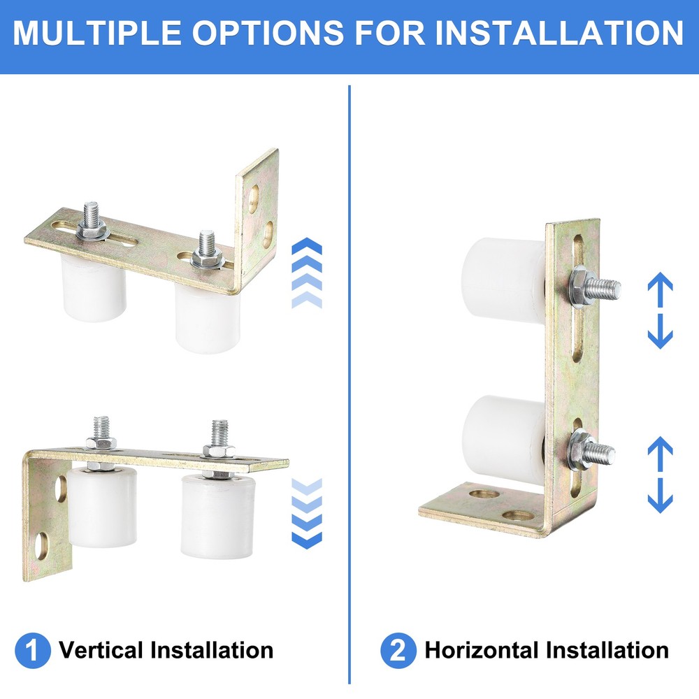 4Pcs Slide Gate Guide Roller 1.7" Nylon Gate Support Rollers with Bracket White