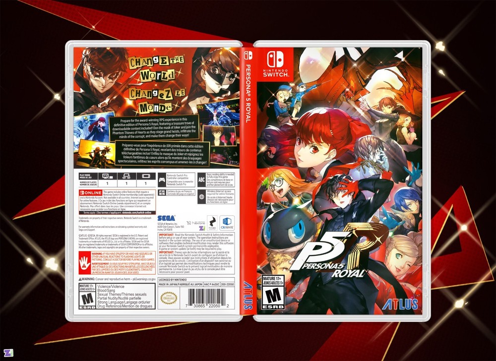 Persona 5 Royal REVERSIBLE COVER ART: Replacement Insert / Case Nintendo Switch