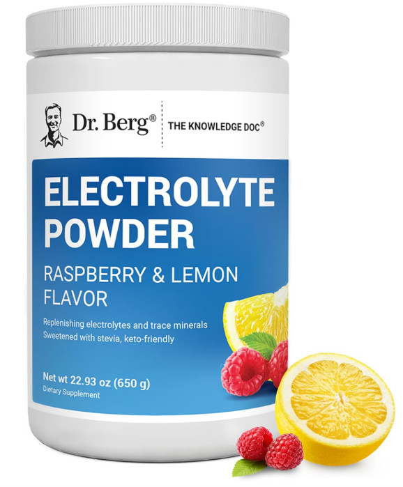Dr. Berg Zero Sugar Keto Electrolyte Powder, Raspberry Lemon, 100 Servings