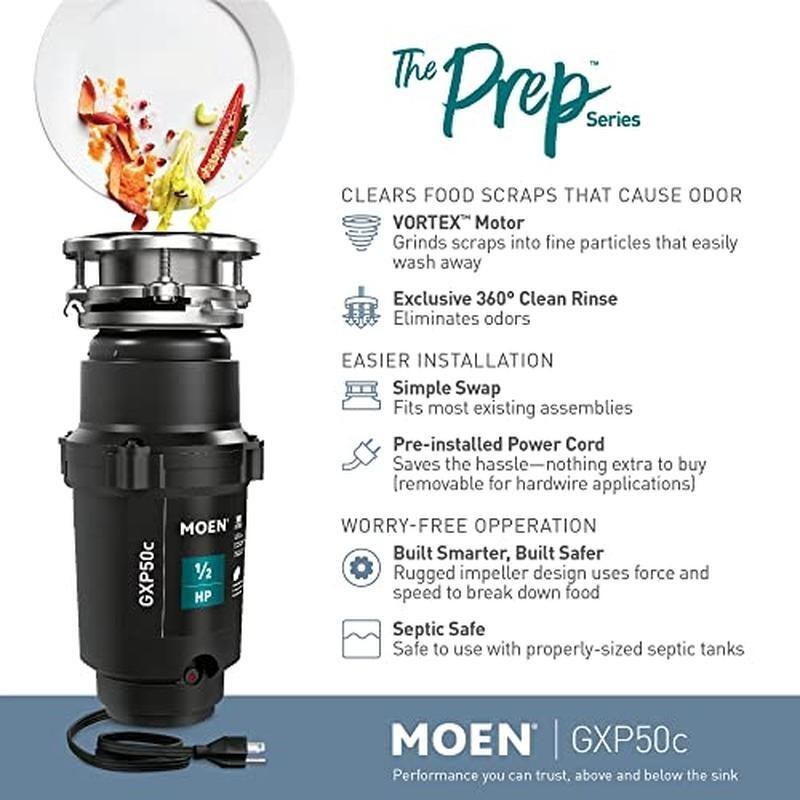 Powerful 1/2 HP Continuous Feed Garbage Disposal Compact Design Easy Install New