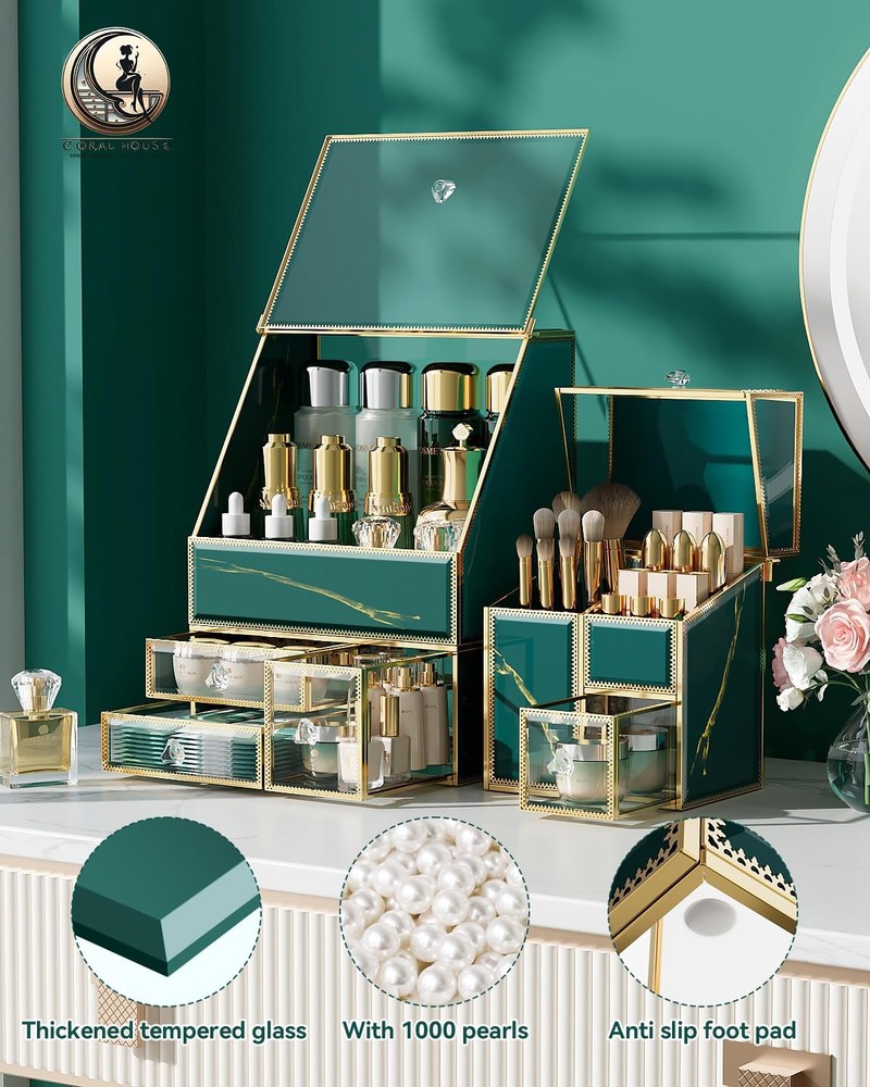 Makeup Organizer Green– Large Vanity Organizer