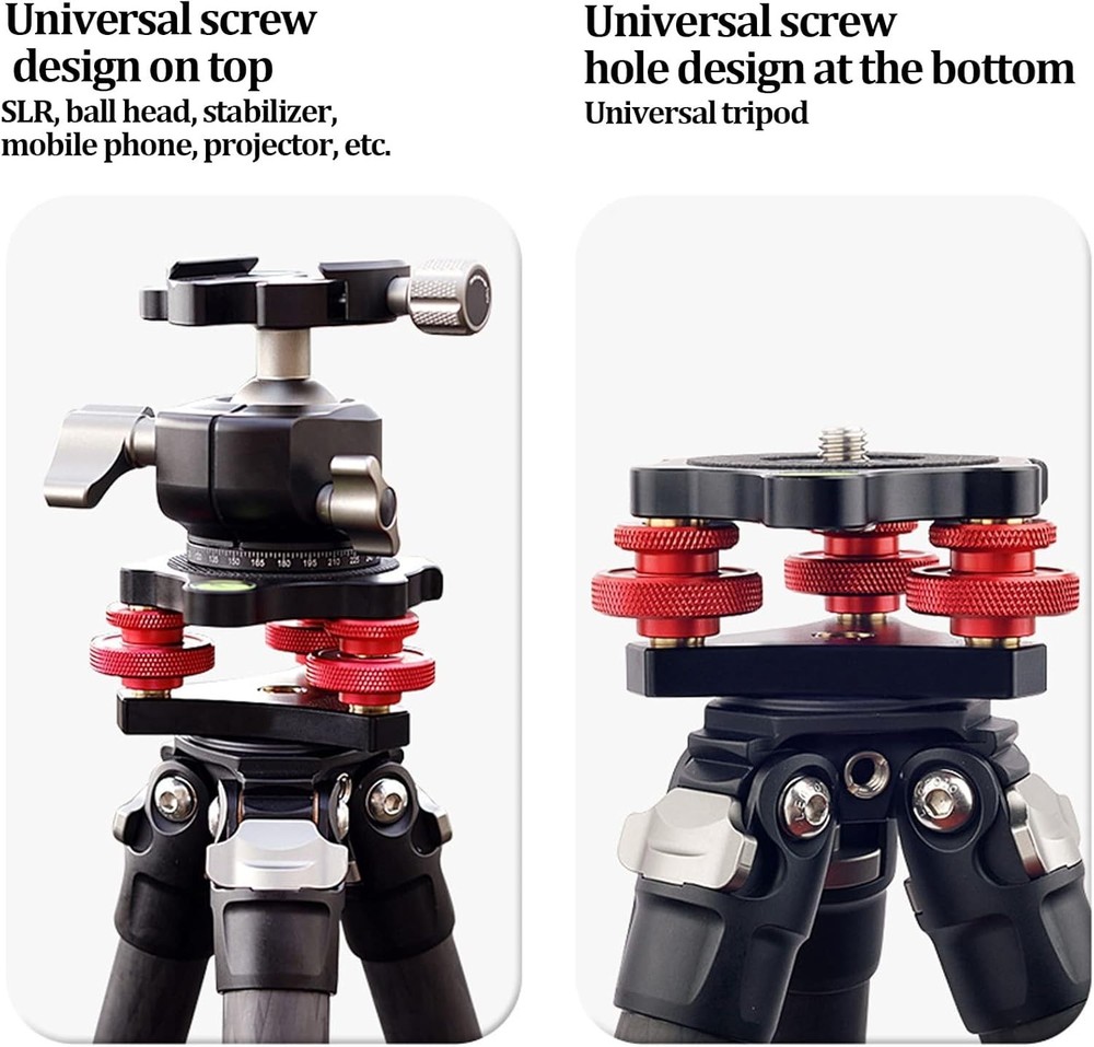 LP-64 Camera Tripod Head Leveling Base Triple-wheel Precision Leveler Adapter