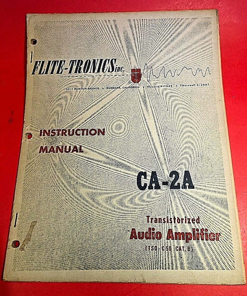 Flite-Tronics CA-2A Instruction Manual Transistorized Audio Amplifier