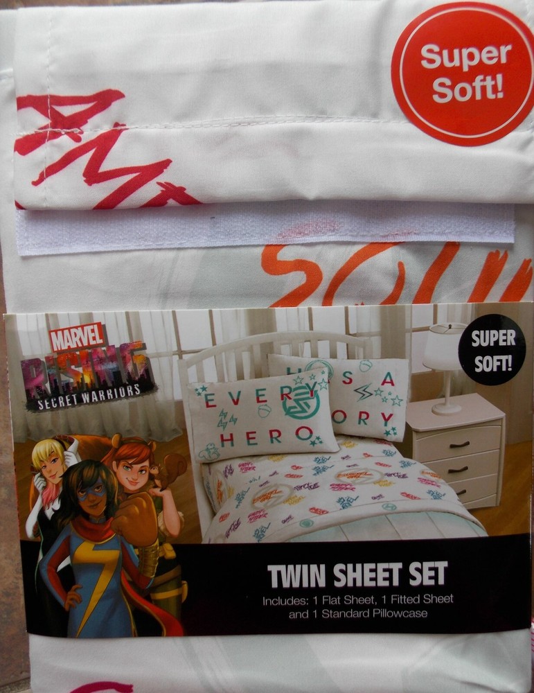 NEW Marvel Rising Secret Warriors TWIN Reversible Comforter + Sheet Set ~ 5 Pc