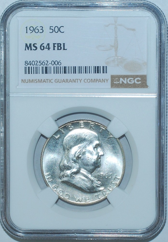 1963 NGC MS64FBL Full Bell Lines Franklin Half Dollar