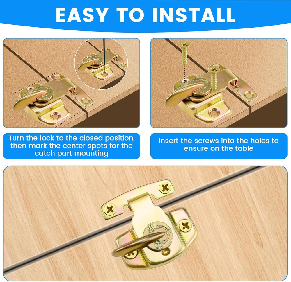 SDTC Tech 2 Pack Dining Table Locks Metal Spring Table Leaf Buckle Latches
