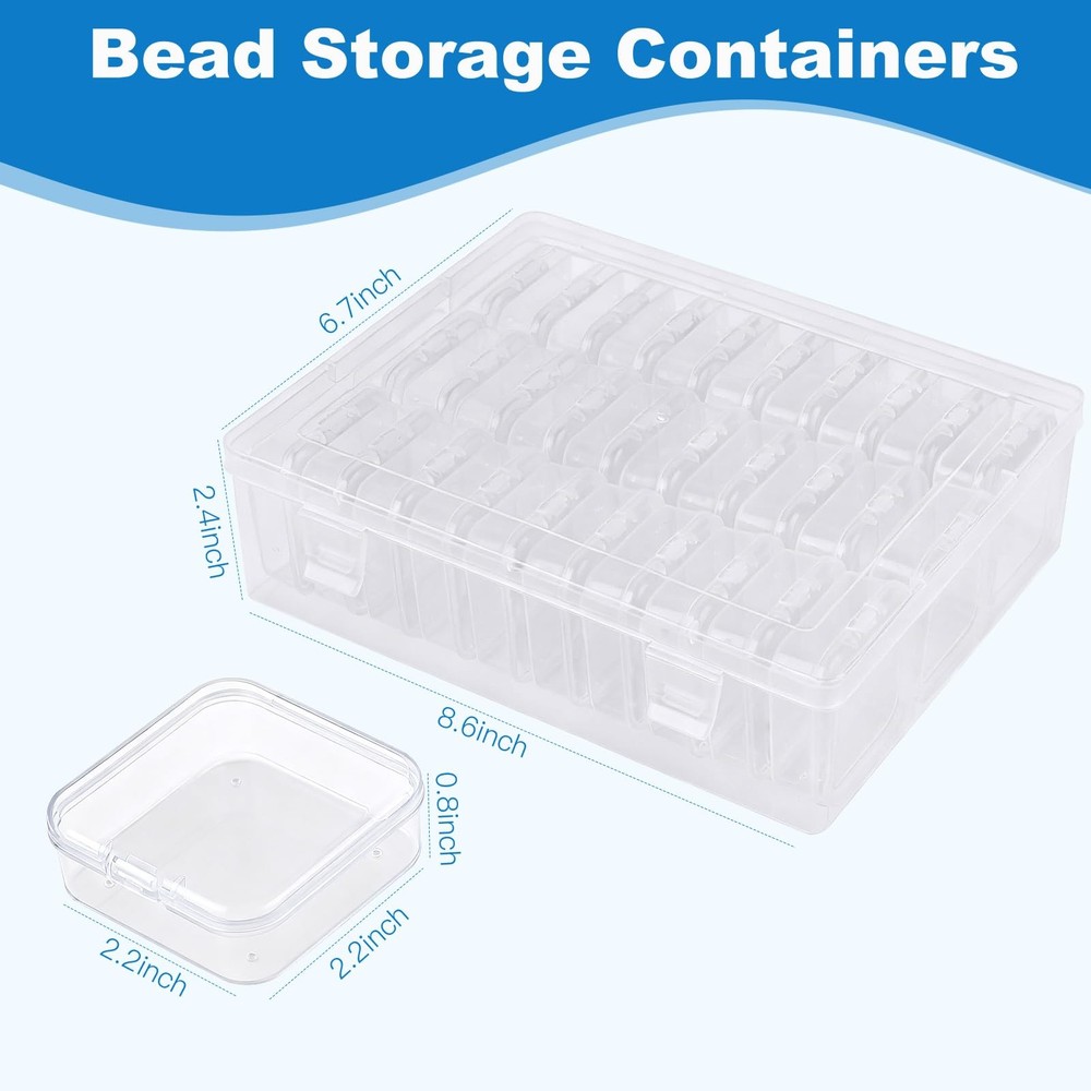 Bead Organizer Box, 60 Pcs Small Clear Plastic Storage Containers with Hinged...