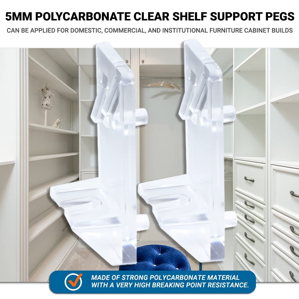 12 Pack Hardware Heavy Duty Polycarbonate Clear Cabinet Locking Shelf Support...